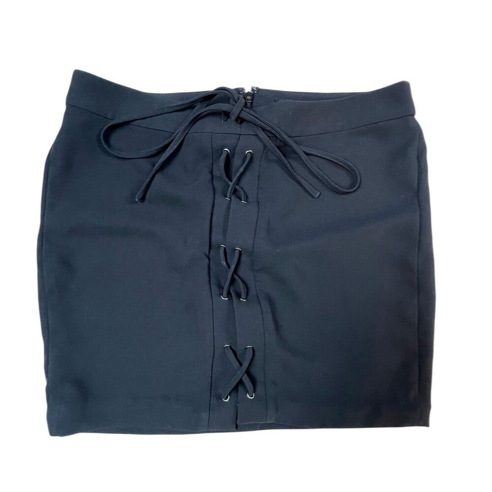 Madewell Mini Skirt Womens 8 Black Corset Lace Up Grunge Punk Gothic